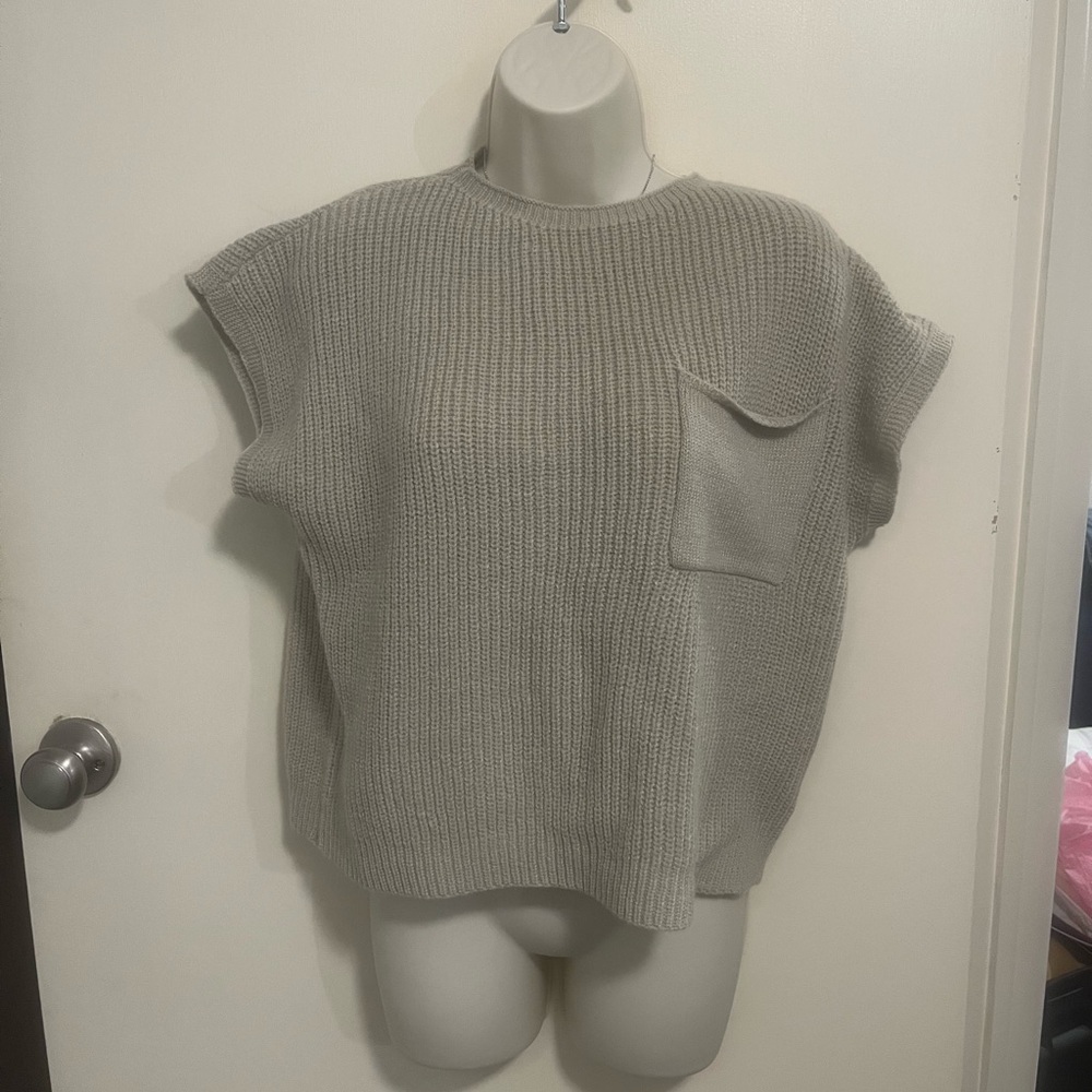Gray Knit Sleeveless Sweater